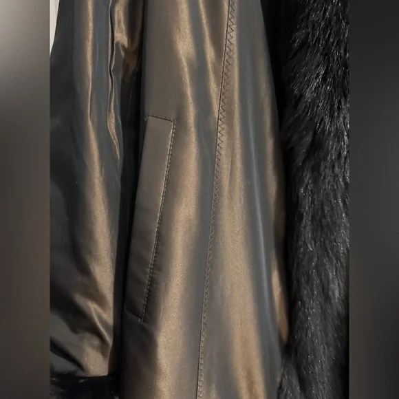 MACY’S FUR VAULT REVERSIBLE REAL MINK FOX COAT FUR SIZE L LARGE HOOD - Picture 8 of 16